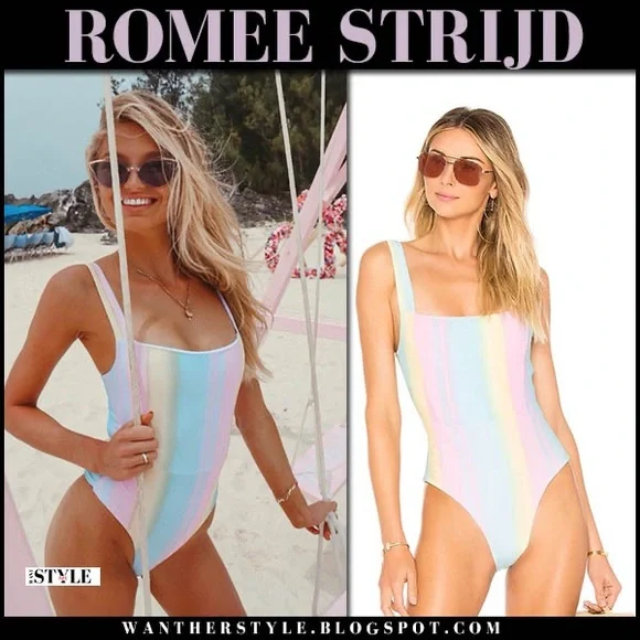 Tularosa Karmen One Piece Pastel Rainbow Swimsuit - Picture 3 of 4